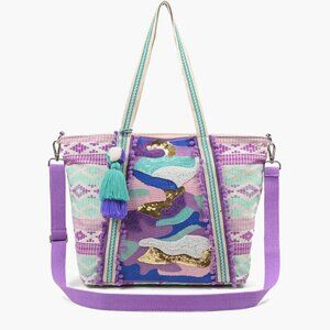 Embellished Tote, Crossbody in Lilac Camo